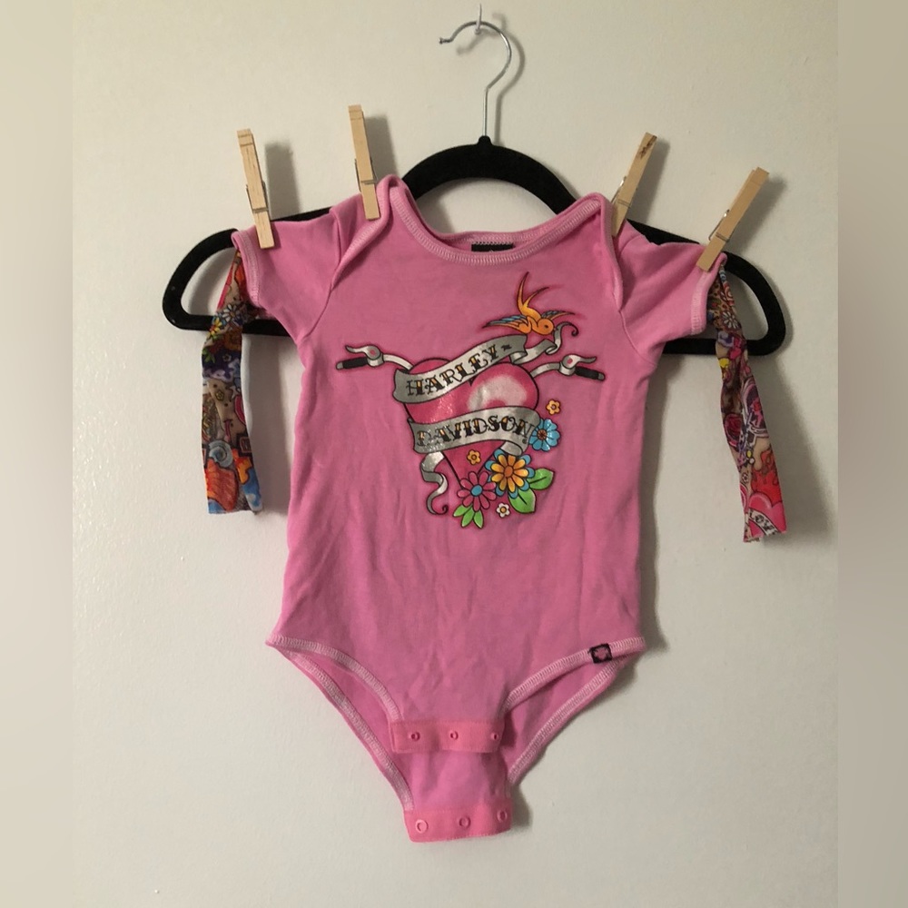 Harley-Davidson Onesie | 18 months | Baby/Toddler | Tattoo Sleeves | Pink